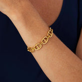 Stately Steel Mariner Chain Necklace & Bracelet Set, Goldtone